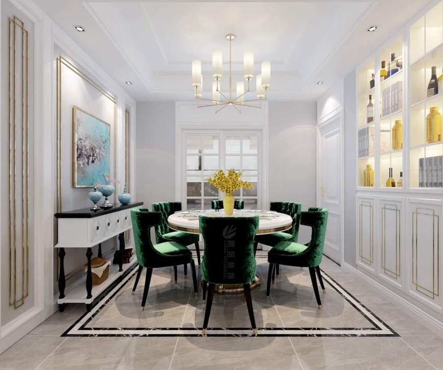 華遠(yuǎn)楓悅四居室140平米美式輕奢風格餐廳