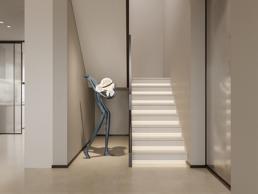 藍光公(gōng)園華府頂躍275平米現代極簡風格樓梯間