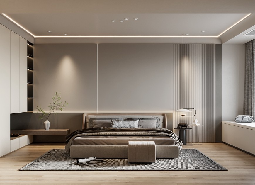 藍光公(gōng)園華府頂躍275平米現代極簡風格主卧