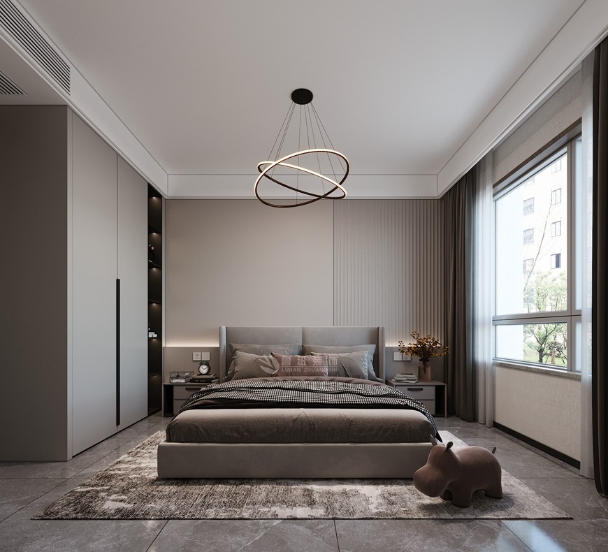 華清學(xué)府城四居室167平米現代簡約風格卧室
