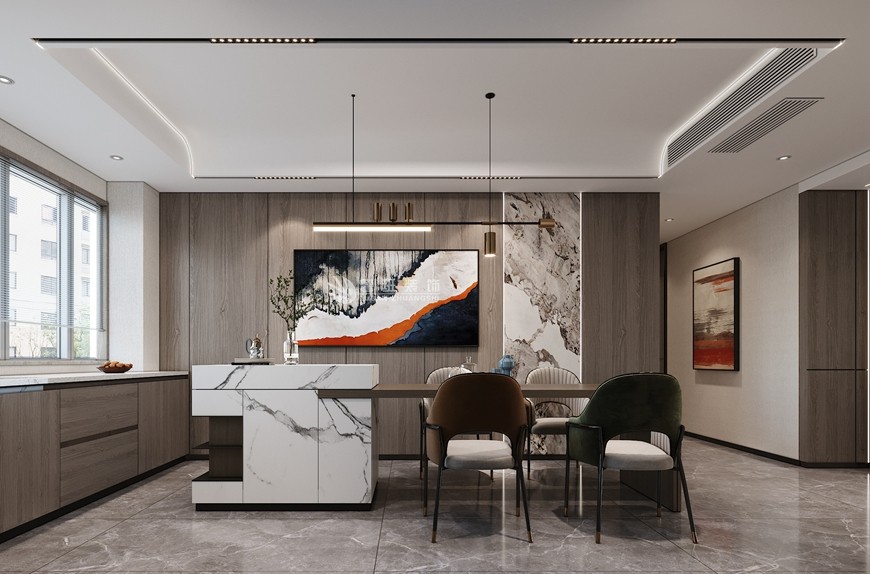 華清學(xué)府城四居室167平米現代簡約風格餐廳