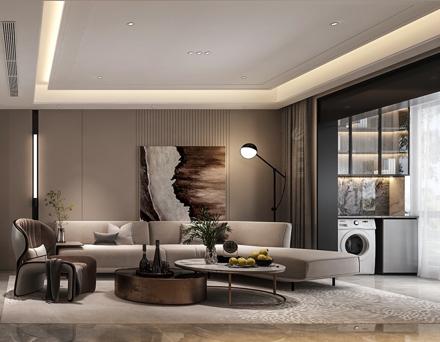 碧桂園香湖(hú)灣壹号複式280平米現代風格沙發背景牆